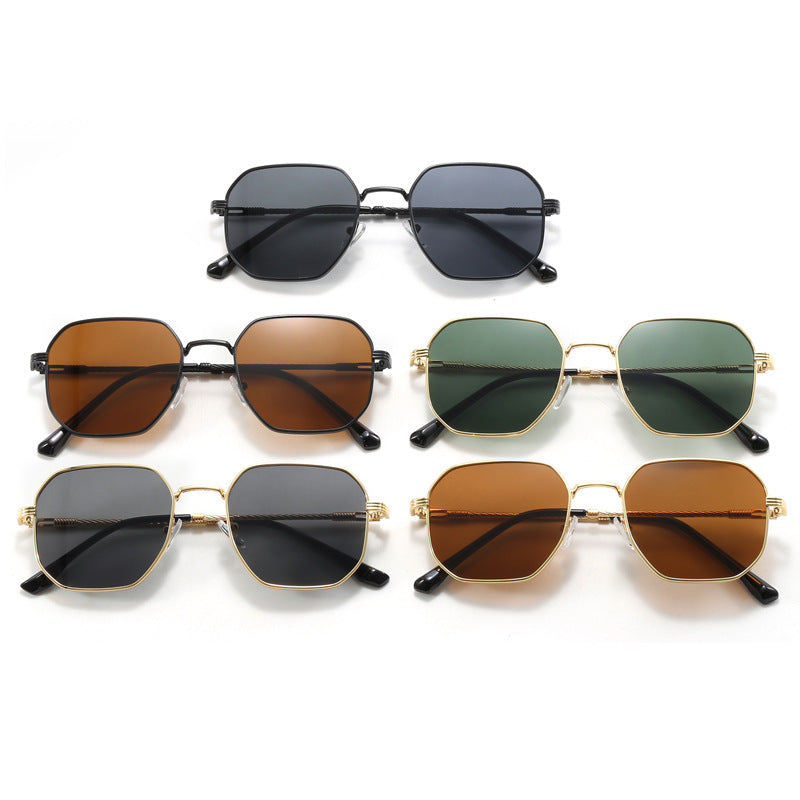 Damen extravagante geometrische Sonnenbrille mit markantem Metallrahmen Karnz