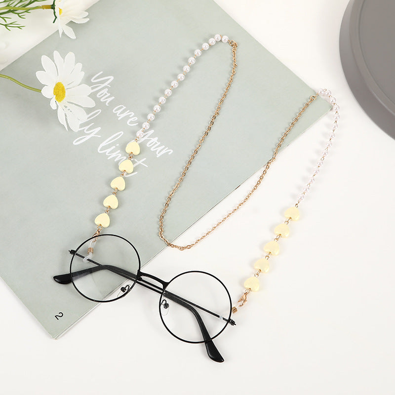 Herz Charm Brille Kette Karnz