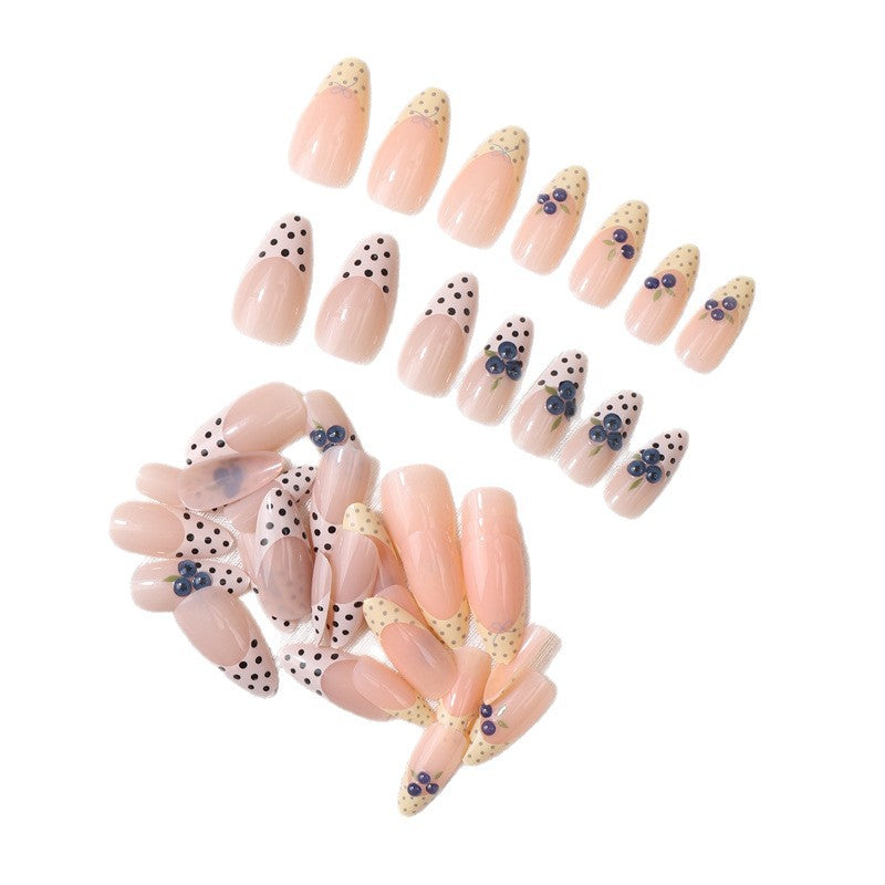 Französische Tipp Floral Press-On Nagel Set Karnz
