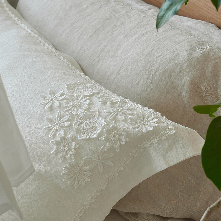Leinen Himmelbett Bettwäsche Set
