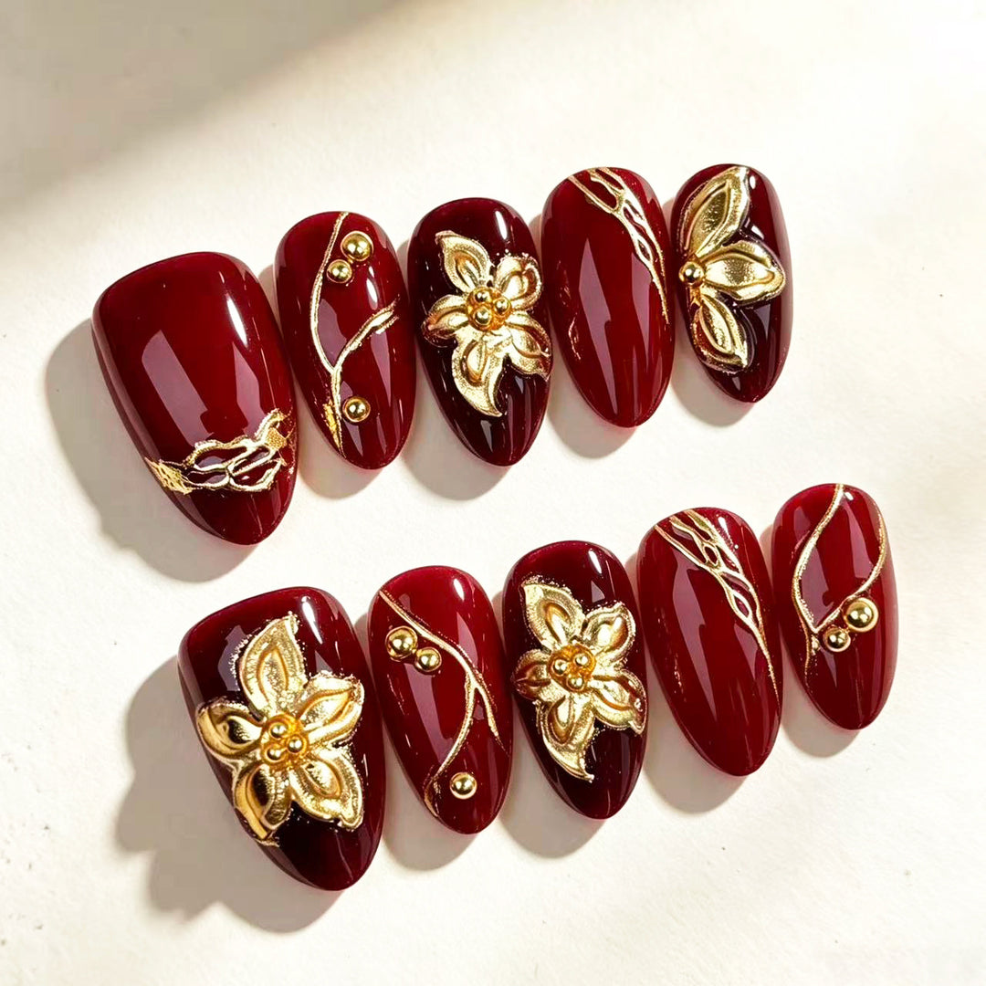 Luxuriöses Blumendesign Press-On Nagelset