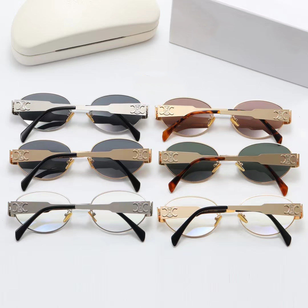 Damen elegante ovale Sonnenbrille mit goldfarbenem Rahmen Karnz