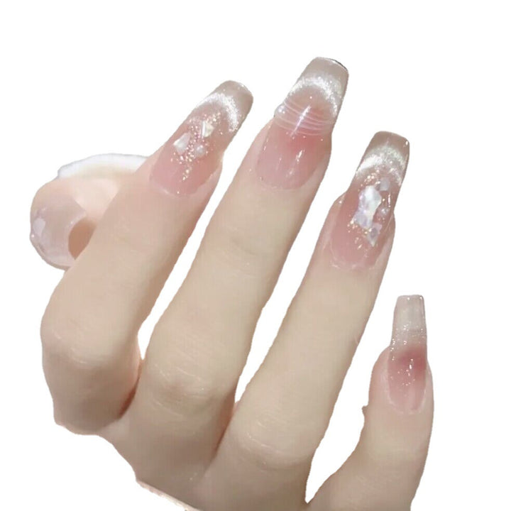 Elegantes Press-On Nagelkunst-Set mit glitzernden Spitzen Karnz