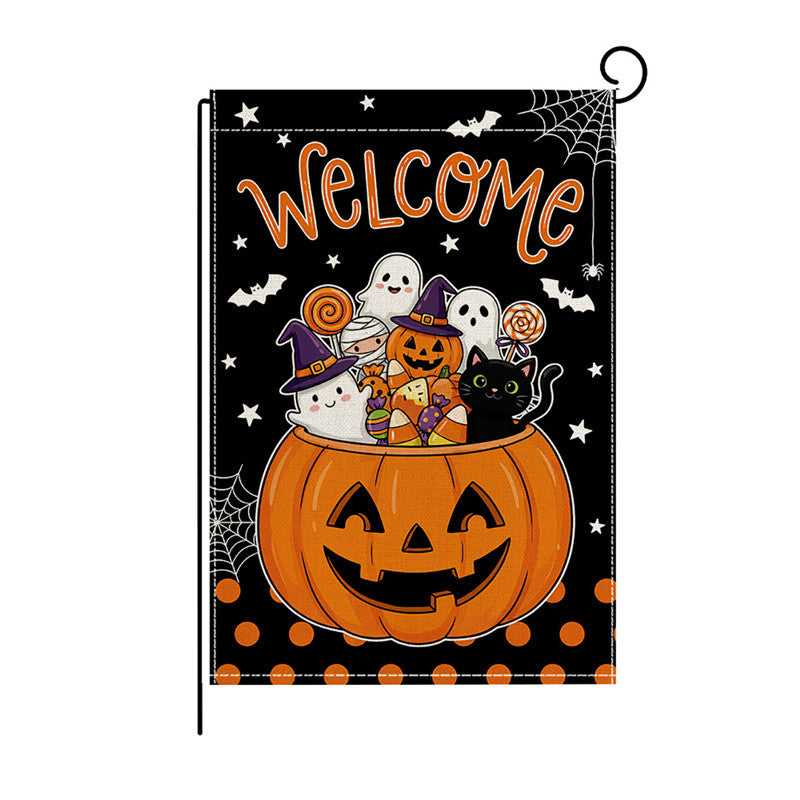 Halloween Willkommen Dekorative Gartenflagge