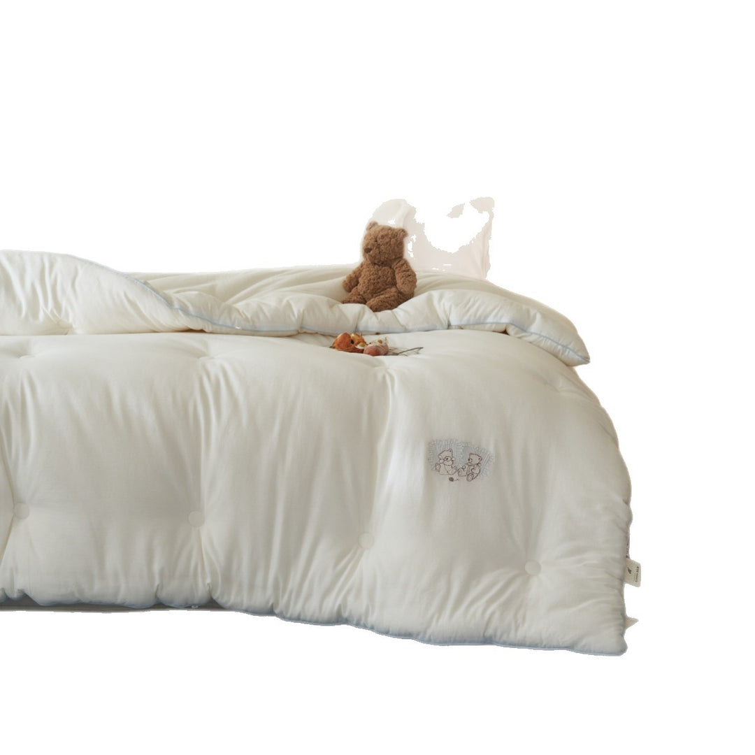 Kinder-Steppdecke mit Teddy-Stickerei und atmungsaktiver Ganzjahresfüllung