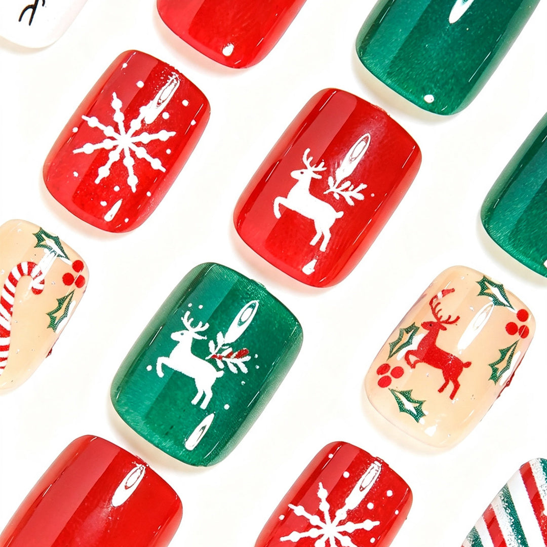 Festliche Feiertags-Themen Press-On Nail Art Karnz
