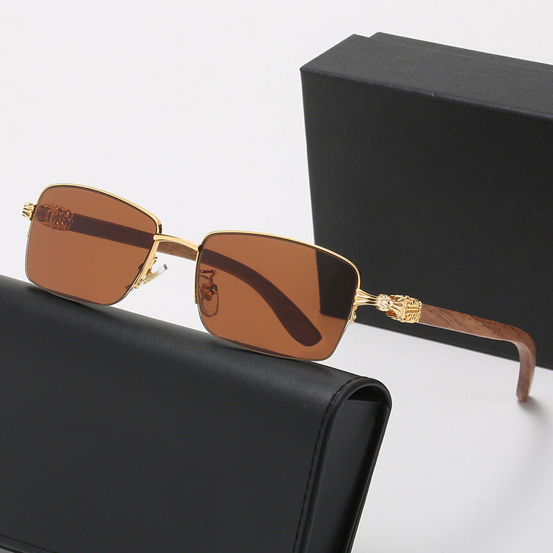 Damen modische Brille mit rechteckigem Rahmen und hochwertigen Holzdetails Karnz