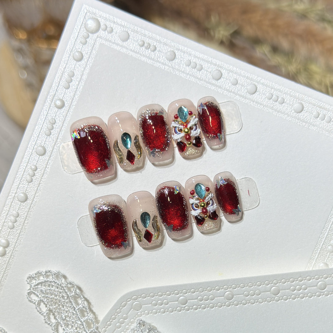 Dekorativer Press-On Nagelkunst-Kit mit Edelsteinakzenten Karnz