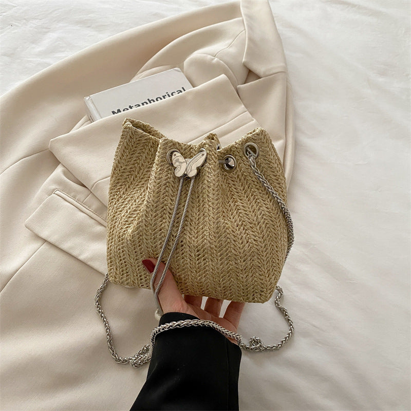 Elegante Gewebte Kordelzug Mini Handtasche Karnz