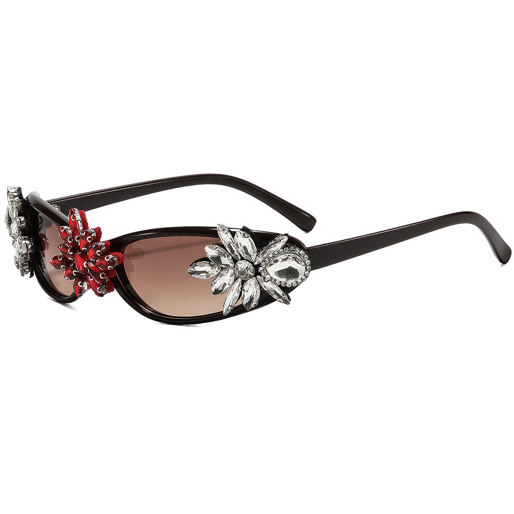 Damen Glamouröse Designer-Sonnenbrille mit floralen Akzenten Karnz