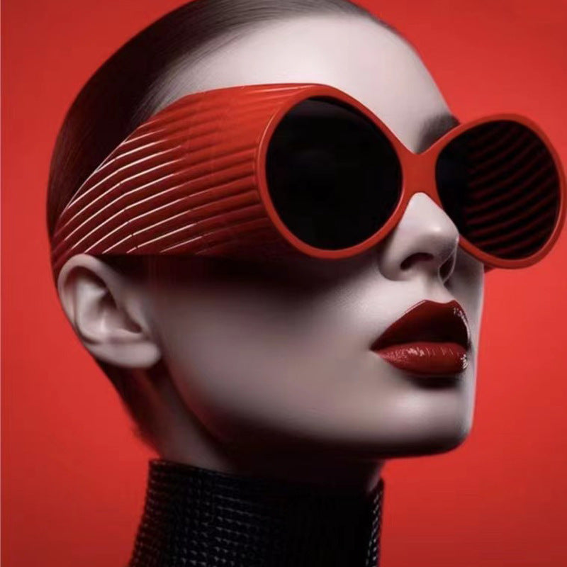 Damen Oversized Cat-Eye Sonnenbrille mit stilvollem, strukturiertem Rahmen Karnz