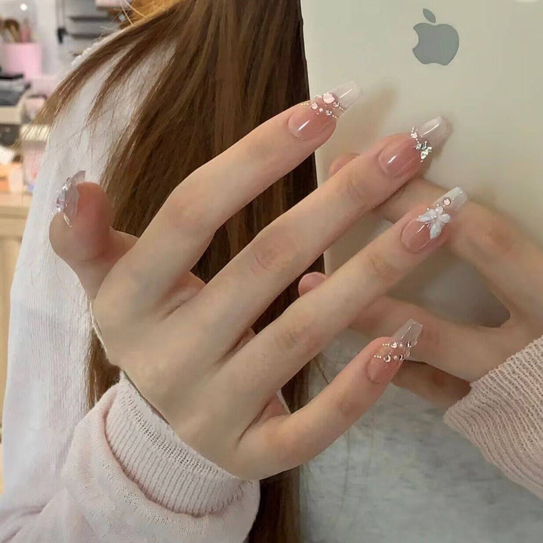 Elegante floral-verzierte Druck-Nagelverlängerungen Karnz