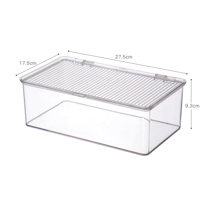 Transparente Aufbewahrungsbox mit Klappverschluss und geriffelter Deckelfläche
