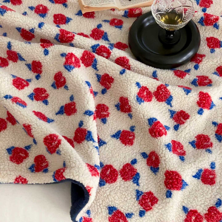 Plüsch Sherpa Wurfdecke mit retro floralem Bouclé-Textur
