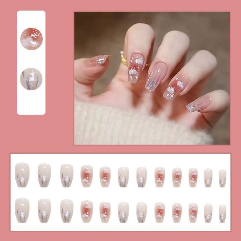 Premium dekorativer Frühlings-inspirierter Press-On Nagelset Karnz