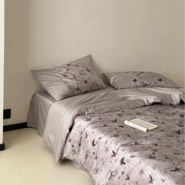 Luxuriöses Satin-Bettbezug-Set mit spitzenbesatz
