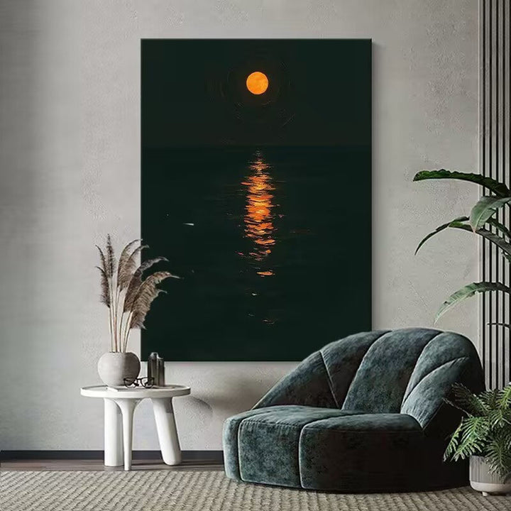 Gerahmte Mondlicht Wasserreflexion Kunst