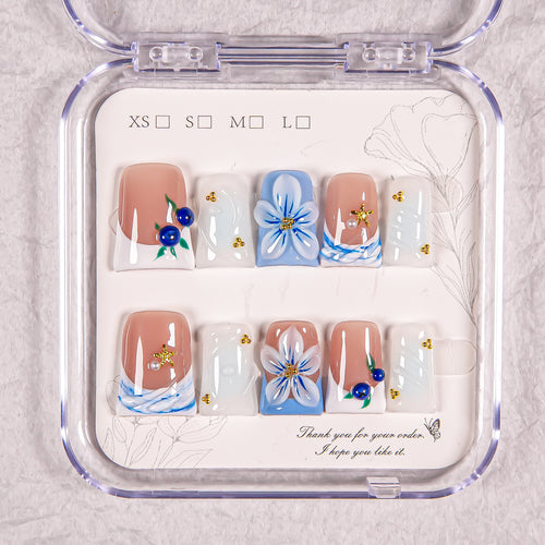 Künstlerisches Blumenmuster Press-On Nagelset
