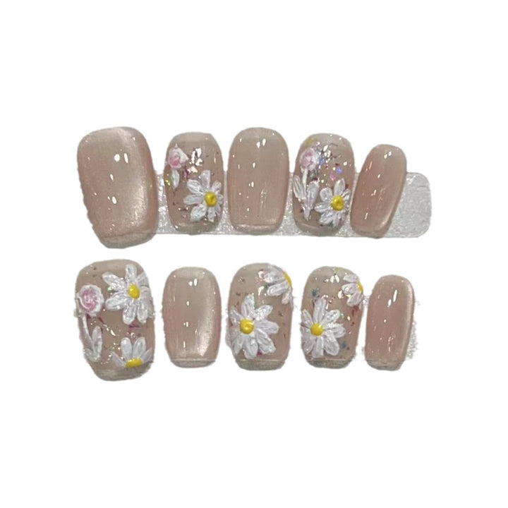 Blumeninspiriertes Press-On Nagelkunstset Karnz