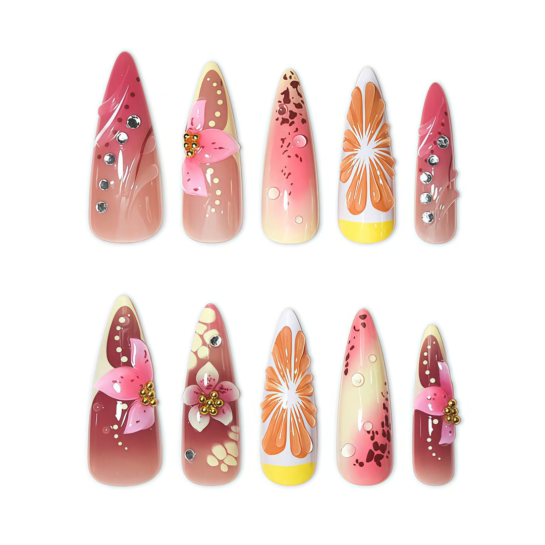 Blumen Design Stiletto Nagelverlängerungen Karnz