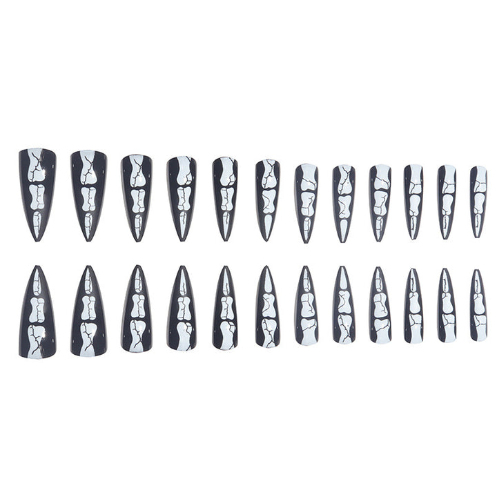 Künstlerische Skull-Design Stiletto Press-On Nägel Karnz