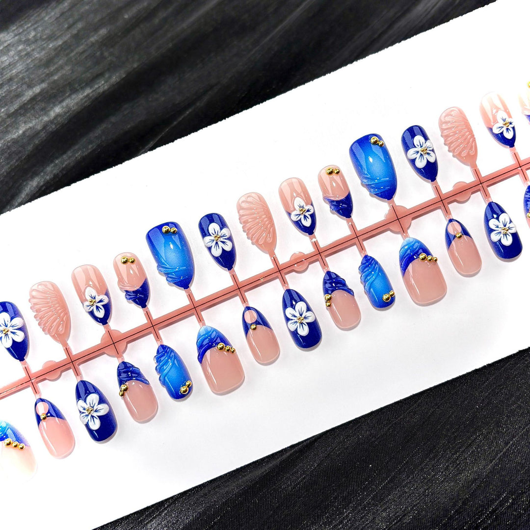 Elegante Polka Dot und Spitzen Press-On Nagel Set