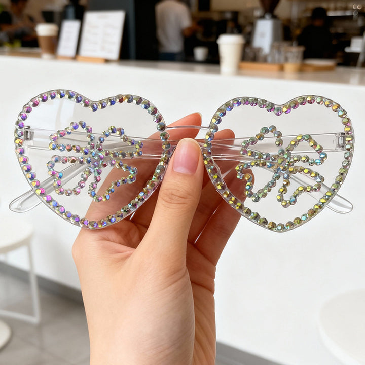 Glamouröse herzförmige Strass-Sonnenbrille Karnz