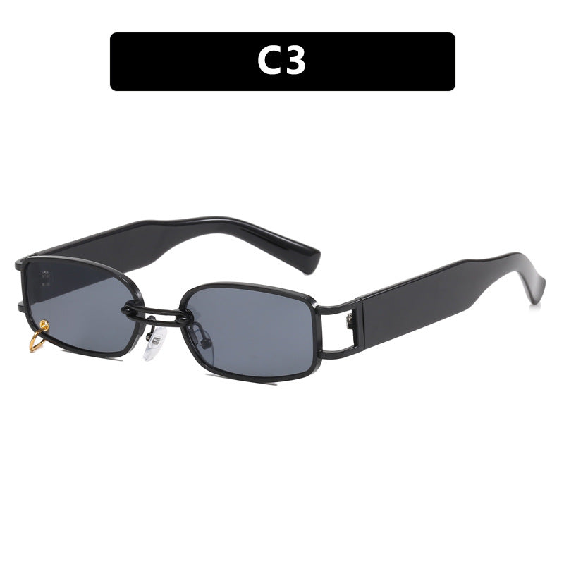 Damen modische Sonnenbrille mit innovativem rechteckigem Design und elegante Metallakzenten Karnz