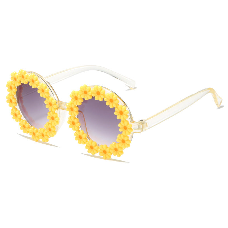 Damen stylische Sonnenbrille mit floralen Applikationen Karnz