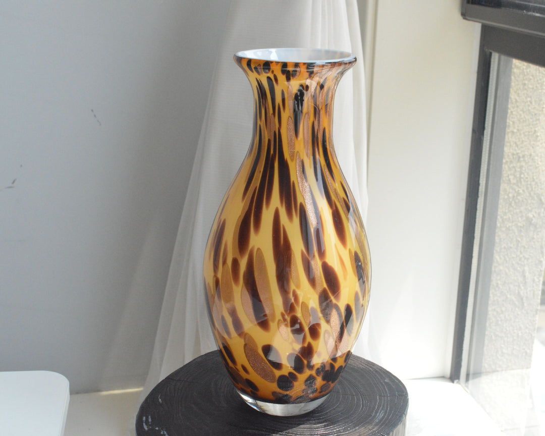 Mouth-Blown Gesprenkelter Glasbirnenvase mit Schmalem Mund und Hochglanz-Finish Karnz