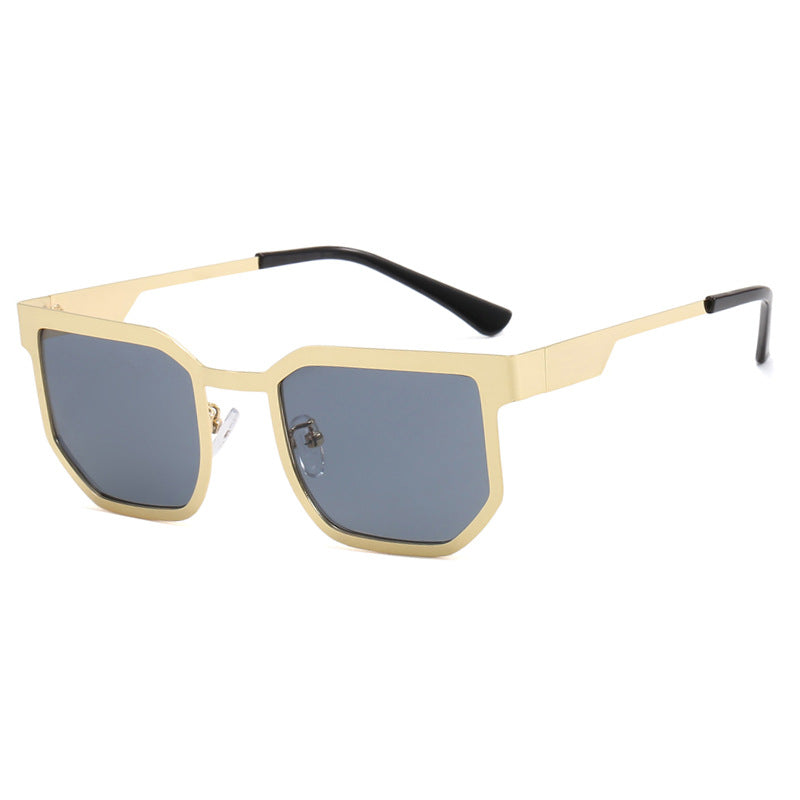 Damenmoderne Sonnenbrille im trendigen rechteckigen Design mit schmalem Metallrahmen Karnz