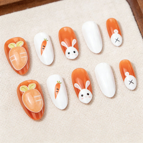 Süße Kaninchen- und Karotten-Nagelkunst Karnz