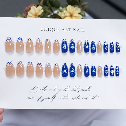 Floral Accent Stiletto Press-On Nägel  1791110680
