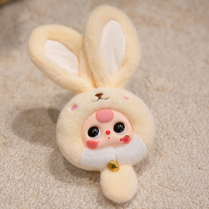 Bunny Plüsch Taschenanhänger mit Glocke und sammelbarem Harzgesicht Karnz