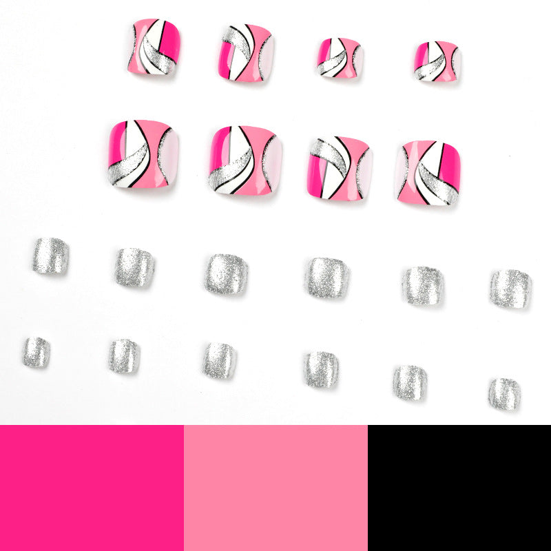 Kunstvolle Fußnagelkunst mit bunten geometrischen Designs Karnz