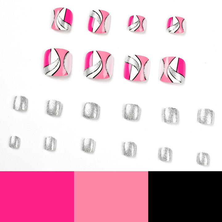 Kunstvolle Fußnagelkunst mit bunten geometrischen Designs Karnz