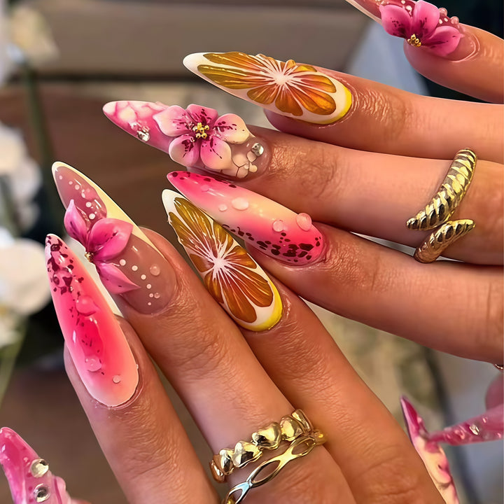 Blumen Design Stiletto Nagelverlängerungen Karnz