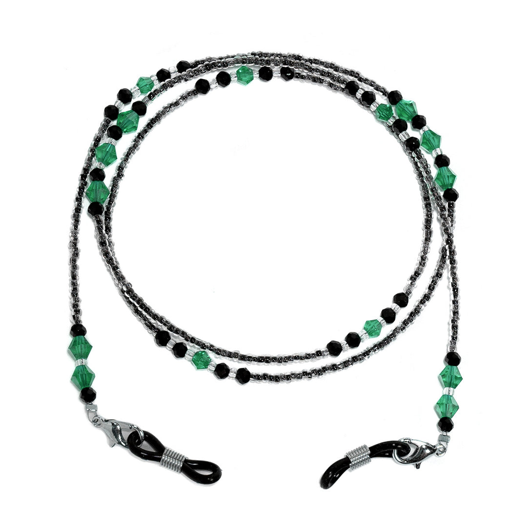 Elegante lila Perlen Brille Kette Karnz