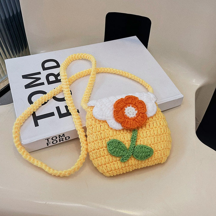 Blumenmuster Häkel Mini Tasche