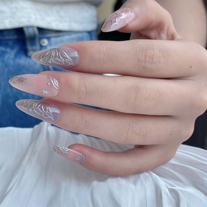 Dekorative von der Galaxie inspirierte Press-On-Nagelkunst Karnz