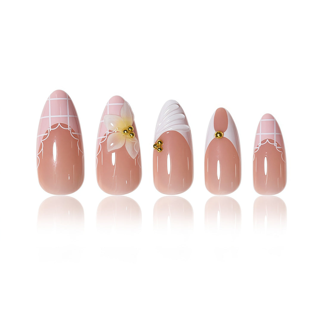 Elegante Blumen Design Nagelverlängerungen Karnz