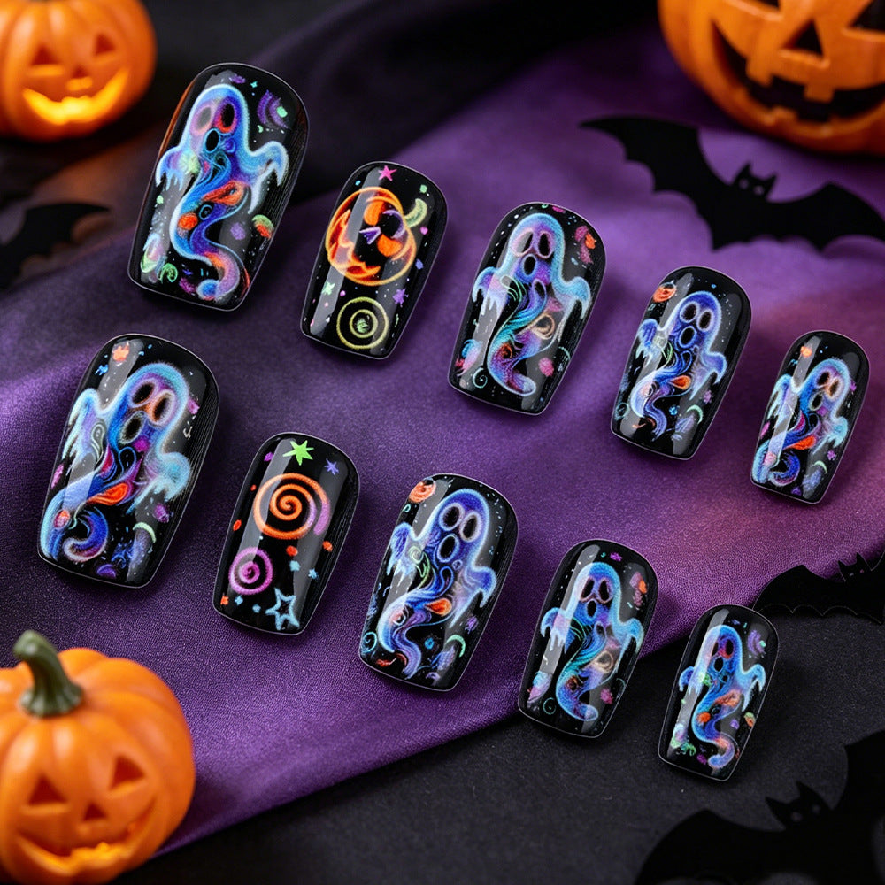 Künstlerisches Halloween-Themen Press-On Nail Design Karnz