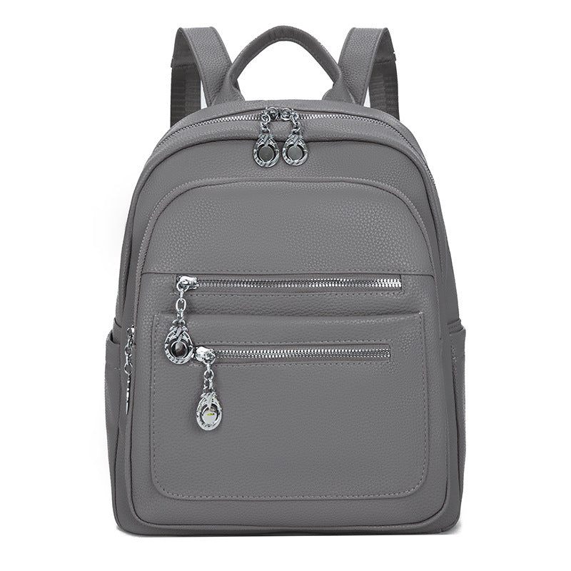 Stylischer Mehrfach-Taschen Leder-Rucksack Karnz