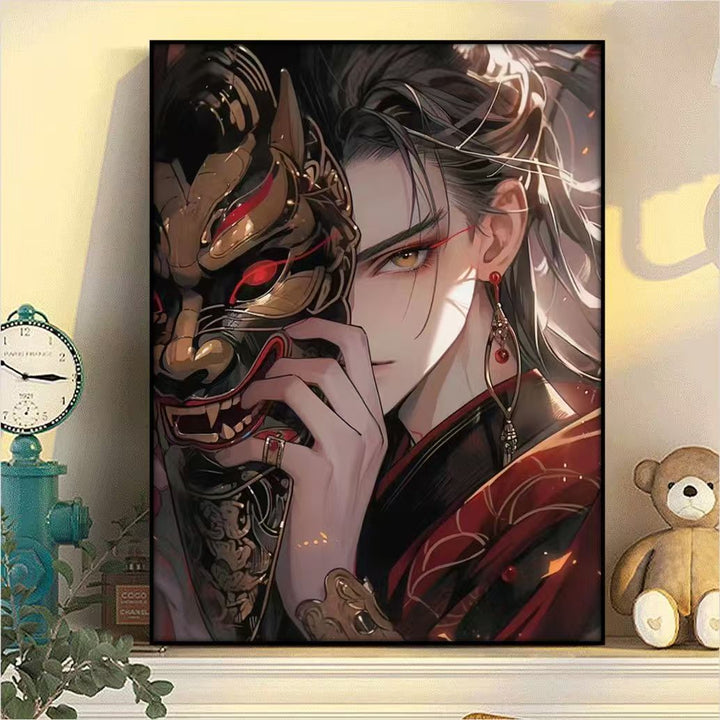 Dramatische Fantasy-Maske Illustration Leinwandkunst Karnz
