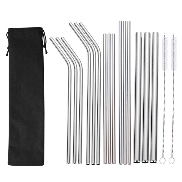 Edelstahl Trinkhalme-Set mit Reinigungsbürsten Karnz