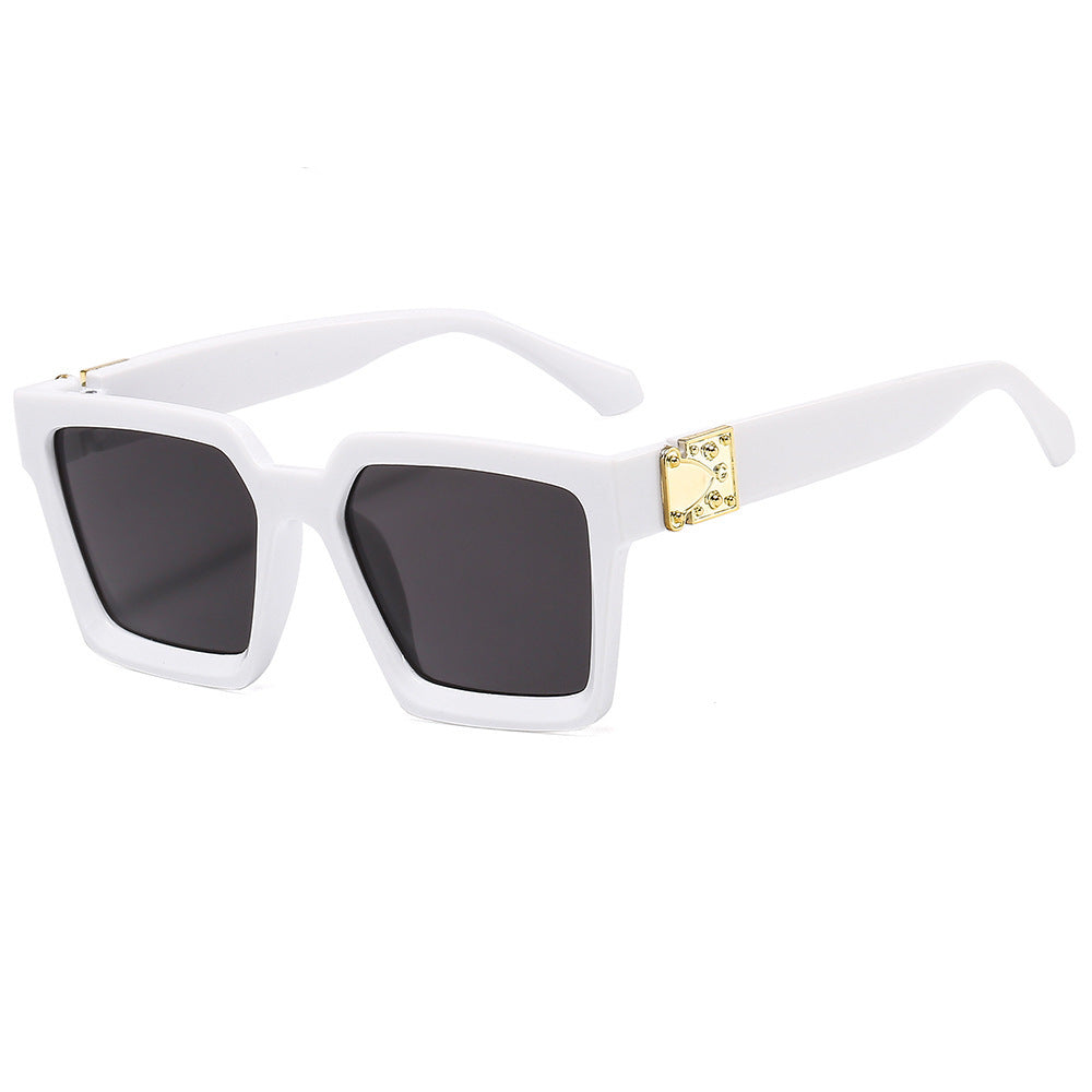 Damen stilvolle quadratische Sonnenbrille mit goldenen Akzenten Karnz