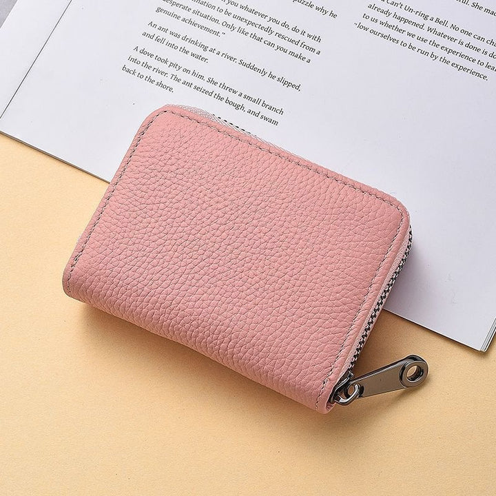Kompakte Reißverschluss Leder Brieftasche