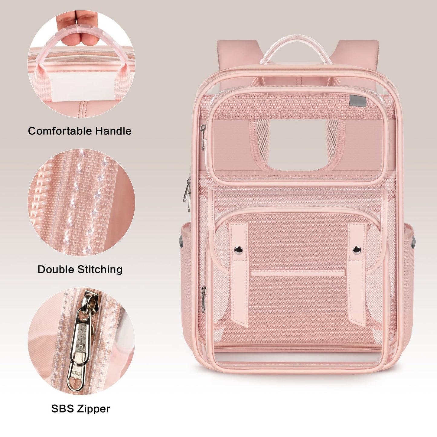 Unisex durchsichtiger Rucksack mit mehreren Fächern und atmungsaktivem Design Karnz