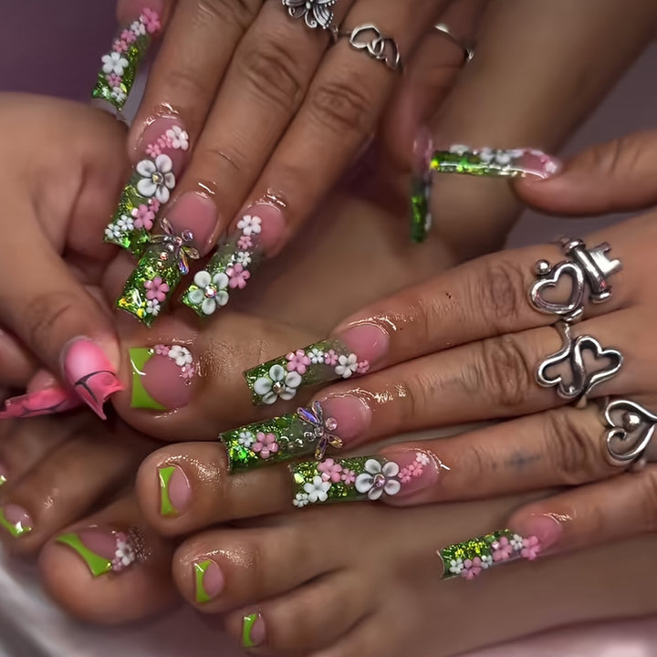 Florale Fantasie Press-On Nagelset Karnz