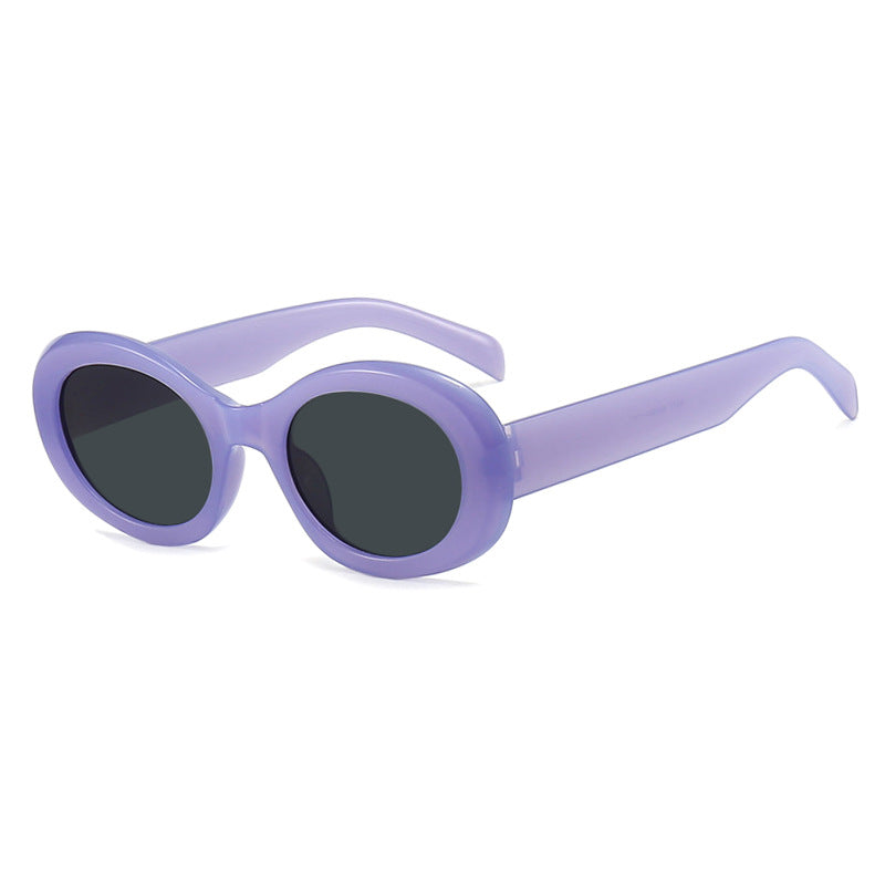 Damen modische Sonnenbrille im originellen Ovaldesign mit transparentem Rahmen und UV-Schutz Karnz